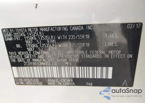 2017 Toyota Rav4 Limited/Platinum from USA, damaged, VIN 2T3YFREV3HW355150